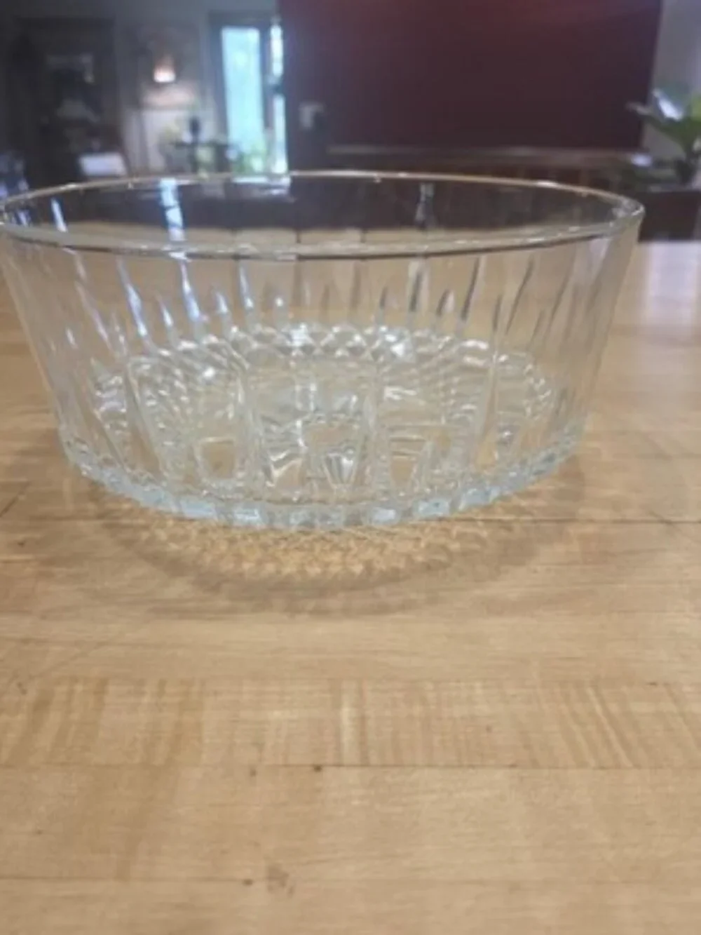 Vintage Anchor Hocking Clear Glass Bowl Diamond Point Starburst Serving Dish
